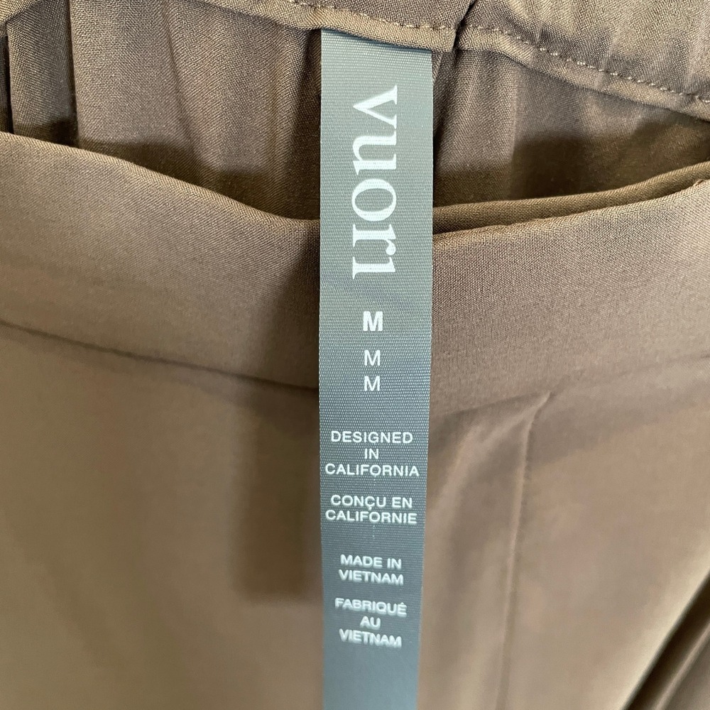 Vuori Villa Wide Leg Trousers Sable Brown Pleated Stretch Travel Pants Womens M - Picture 4 of 7